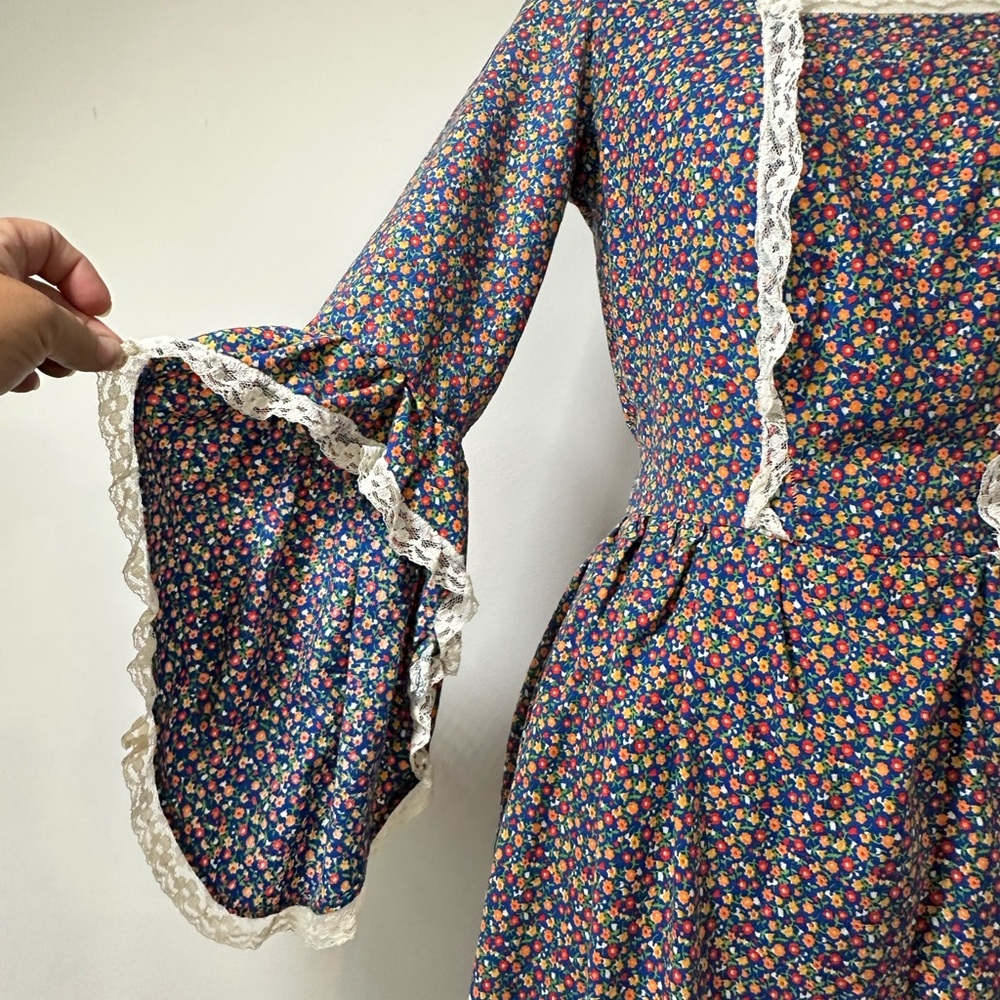 Vintage 60-70’s Floral Long Sleeve prairie Dress handmade women’s size small - Picture 5 of 16